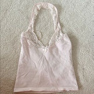Urban Outfitters Pink Lace Trim Tank Top